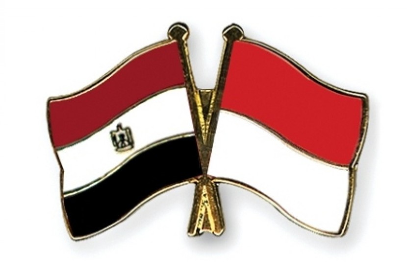 Pin bendera Mesir dan Indonesia ilustrasi