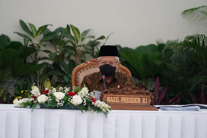 Wakil Presiden Maruf Amin saat memimpin Rapat Koordinasi Tim Percepatan Penurunan Stunting TPPS Pusat di Istana Wakil Presiden Jakarta Rabu 115
