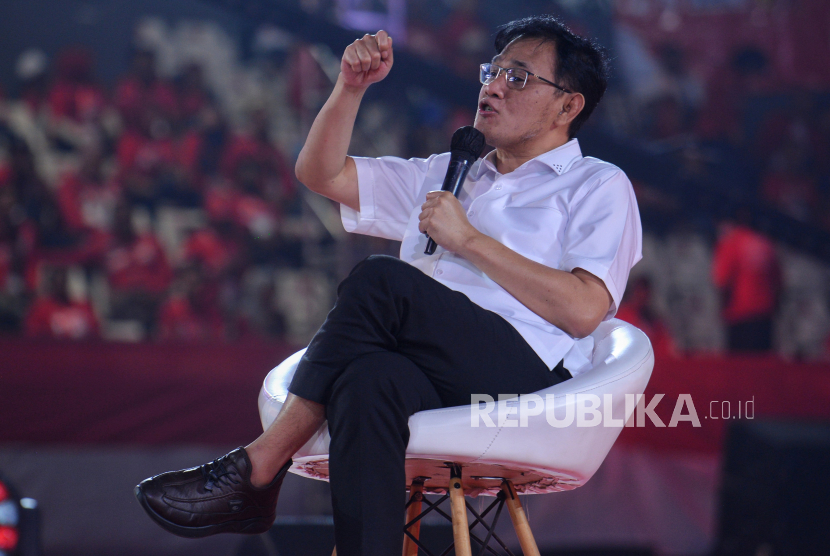 Politikus Budiman Sudjatmiko saat mengisi diskusi pada acara Kopi Darat Nasional Kopdarnas Partai Solidaritas Indonesia PSI